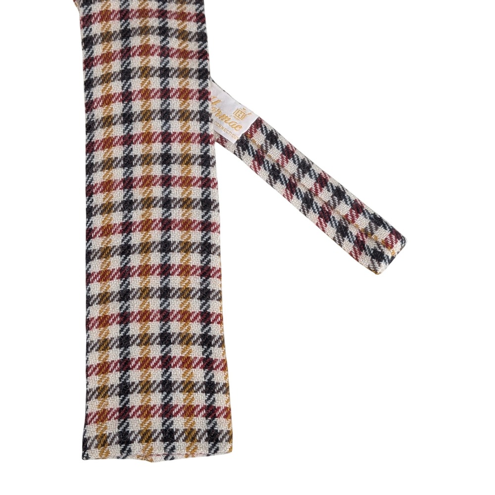 VTG Rooster Mens Wool Tie Houndstooth Plaid Square Bottom Ivy League 54x3.25